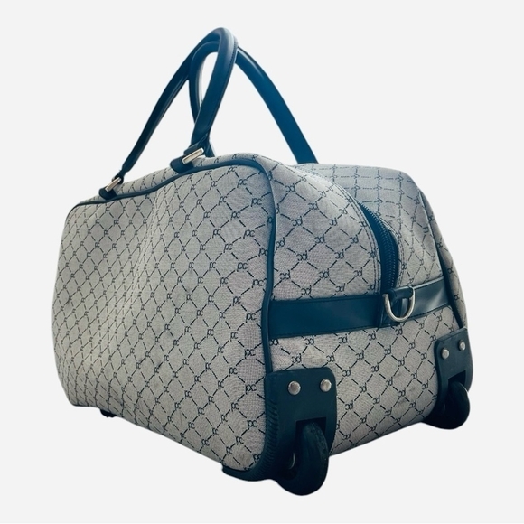 Pierre Cardin Logo Wheeled Duffel Bag Grey Black Rolling Carry-on Luggage Bag - Picture 8 of 11